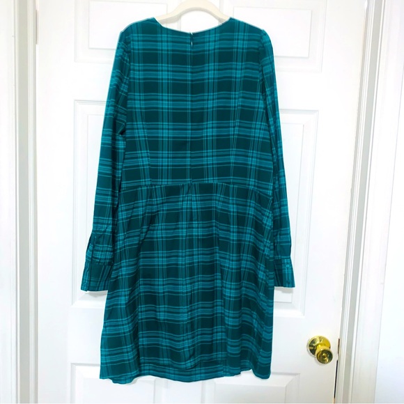 Fashion to Figure Teal Plaid Long Sleeve Dress Size 1 1X - Picture 7 of 8